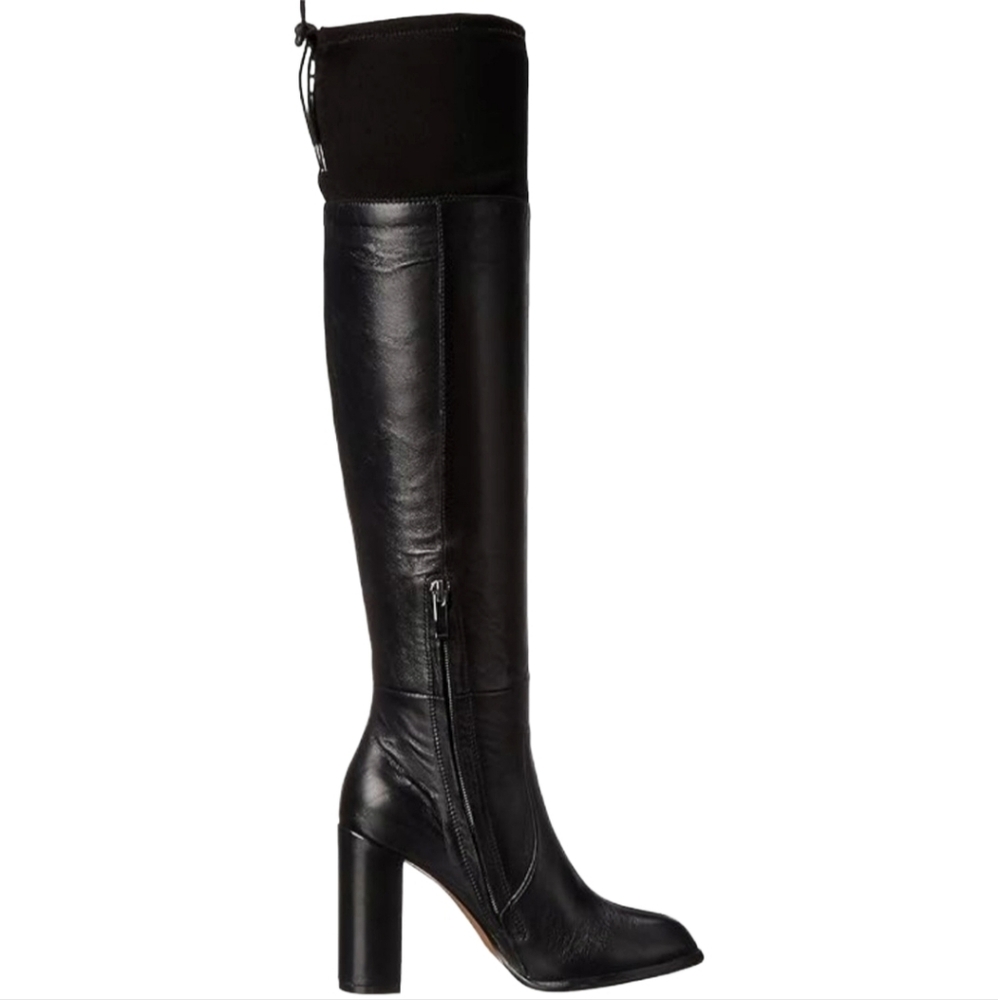 French Connection "Calina" Black Leather & Suede Over The Knee Boots Size 8.5 - Picture 3 of 13